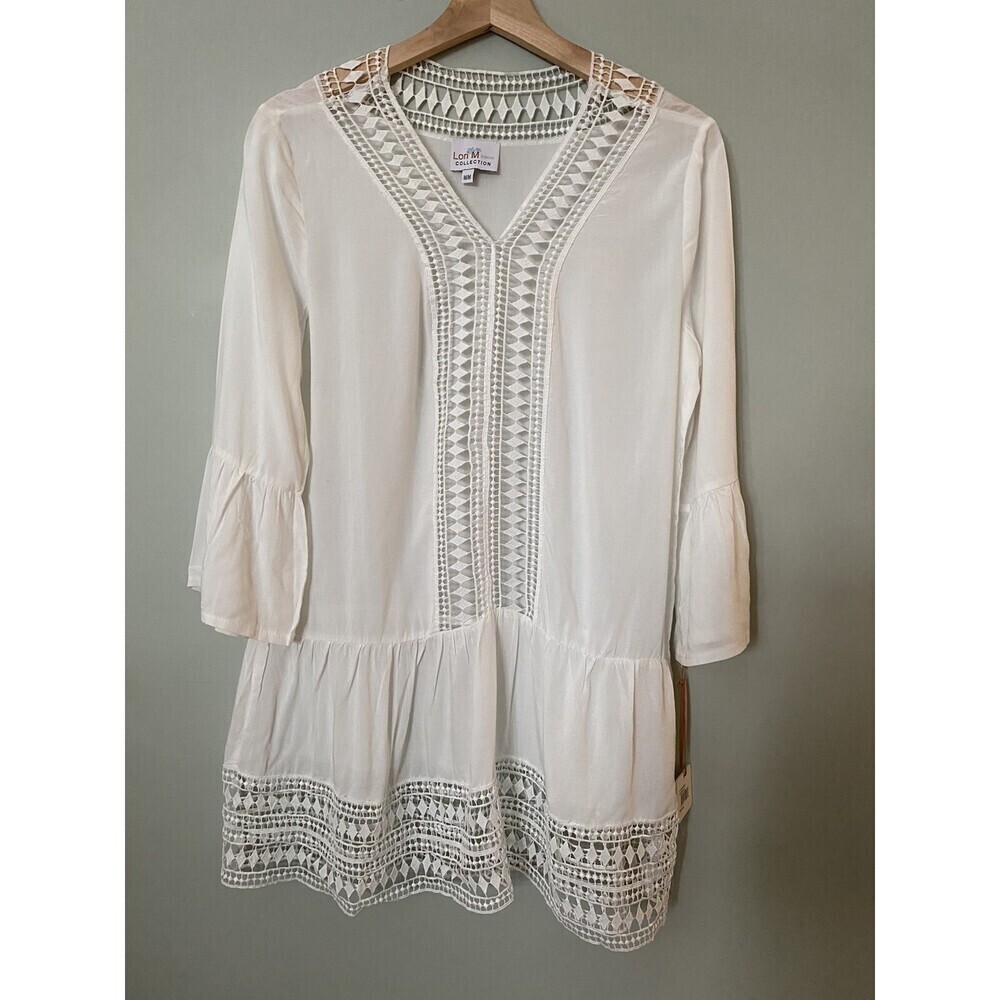 Lori M women's Swim Beach Cover Up Dress White Size M NWT